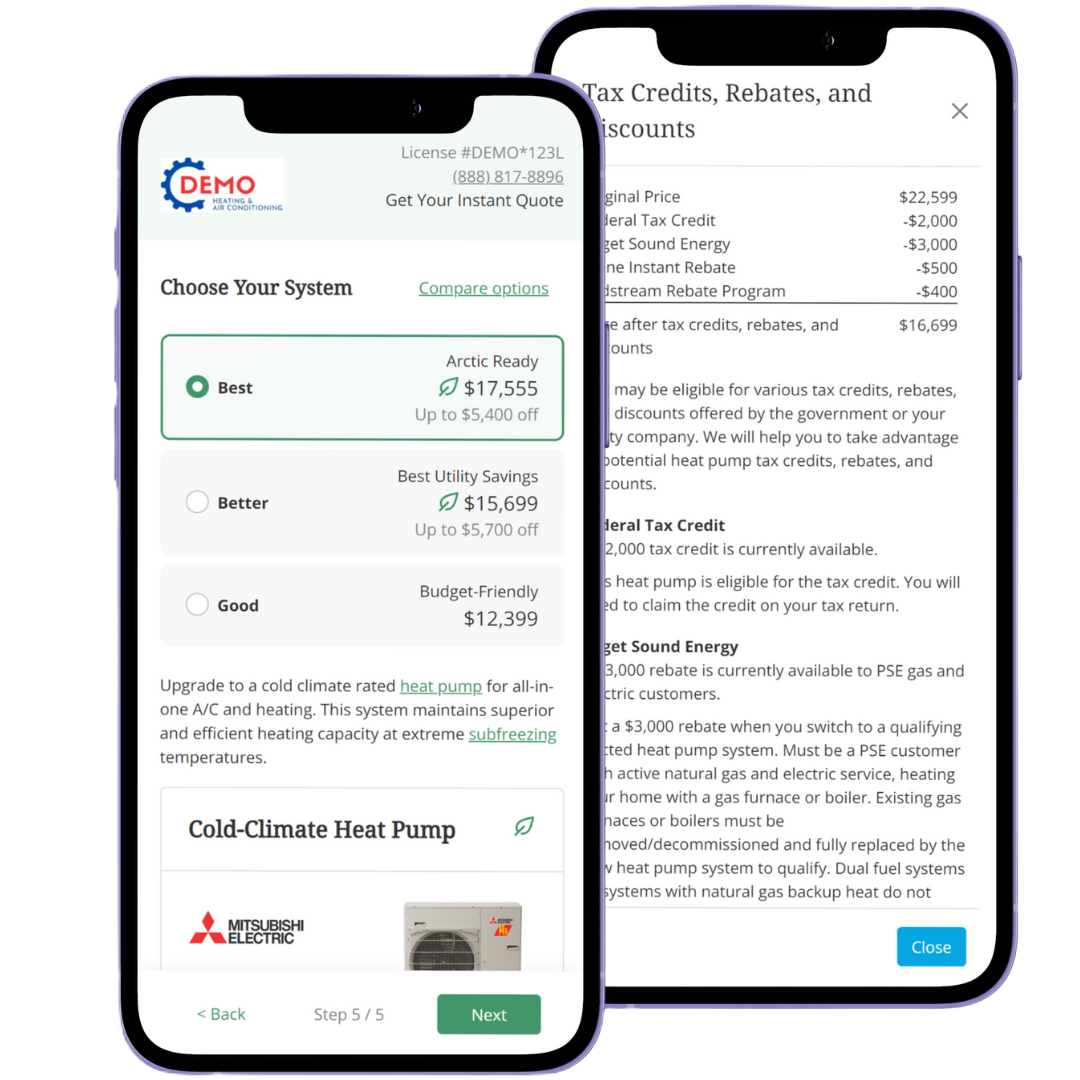 Instant Quote mobile view
