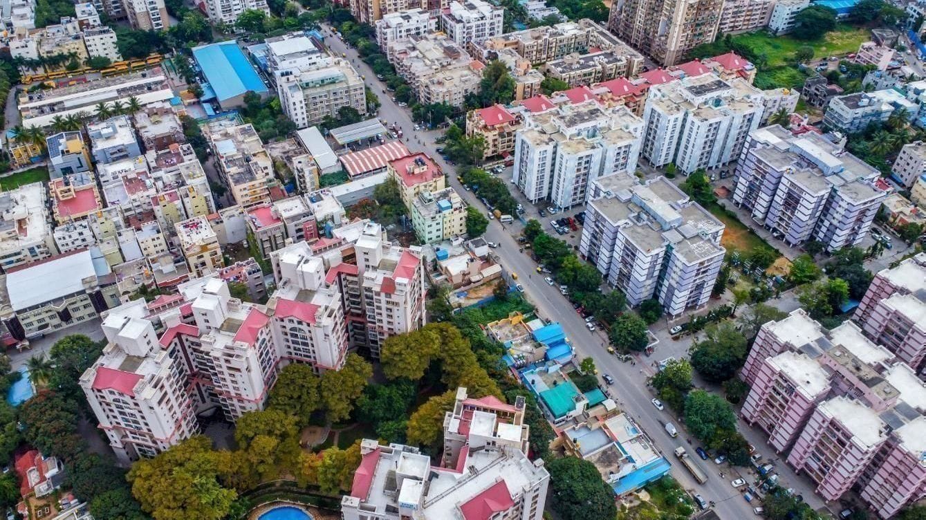 Ariel view of high rise building in Bangalore