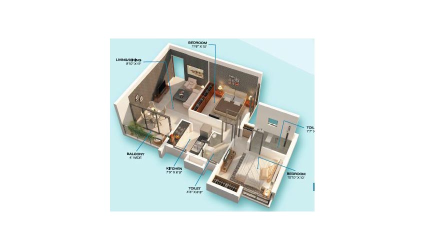 Rishi Ventoso 2 BHK 1103 sq.ft floor plan