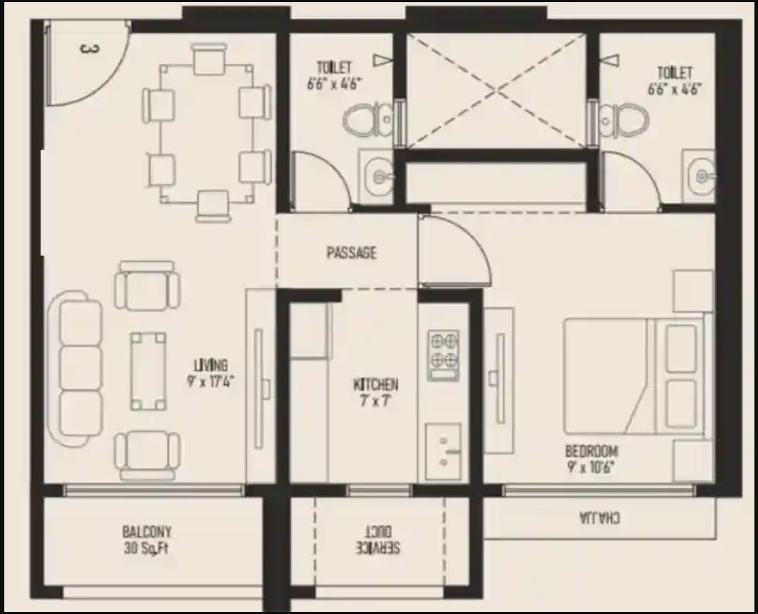 Metro Saraswati Square 1 BHK 450 sq.ft floor plan