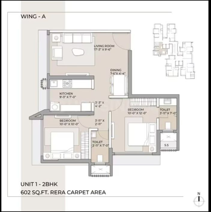 ARKADE Aspire 2 BHK 602 sq.ft floor plan