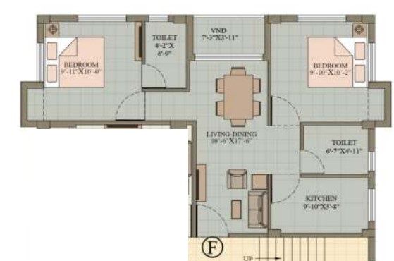 Eden Roopkatha 2 BHK 795 sq.ft floor plan