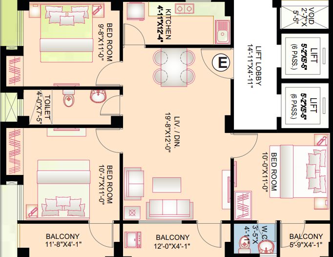 Rohra Green 2 BHK 1221 undefined floor plan