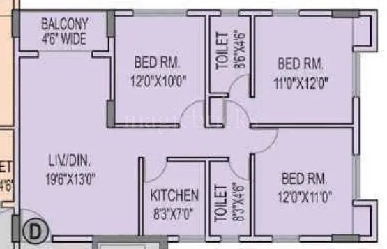 Unimark Springfield 3 BHK 1302 sq.ft floor plan