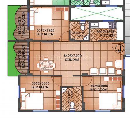 Realtech Nirman Maya 3 BHK 1297 sq.ft floor plan